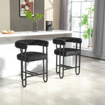 ZUN House Hold Bar Set of 2, Modern Bar Stool with Back, Black Metal Frames, Upholstered Bar W1588P194942