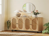 Natural PE Rattan Large Buffet Sideboard , 4-Door Design with Removable Adjustable Shelves 82926785