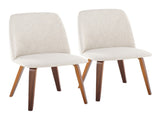 Contemporary Dining Chair in Walnut Wood and Beige Fabric - Set of 2 B202P223681