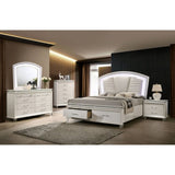 Crystal and Mirror Accents Nightstand with 2 Drawers, Pearl White B016P251600
