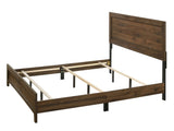 Brown Cherry Finish Fabric 1pc King Size Panel Bed Beautiful Wooden Bedroom Furniture Contemporary B011P174707