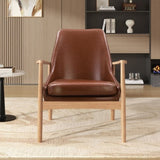 U-Can PU Leather Accent, Mid-Century Modern Armchair with Solid Wood Frame, Reading Leisure N724P256555D