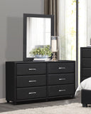 Contemporary Design Black Dresser 1pc 6x Drawers Faux Leather Upholstery Plywood Engineered Wood B011134406