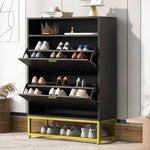 ZUN U-Can Shoe Cabinet with 2 Flip Drawers, and 2 Shelves, Modern Free Standing Shoe Rack for Heels, WF531404AAB