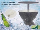 Gray Outdoor Imitation Rattan Ice Cooler Side Table 8Gal 2-Height Adjustable with Drain Plug 49158716