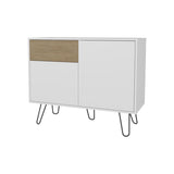 Red Rock Sideboard with Hairpin Legs, White and Natural Oak Finish B128P287516