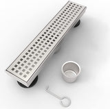 ZUN 12 Inches Linear Shower Drain with Removable Quadrato Pattern Grate, 304 Stainless Shower Drain W928P199565