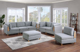 Living Room Furniture Corner Wedge Light Grey Dorris Fabric 1pc Cushion Wedge Sofa Wooden Legs B01147397