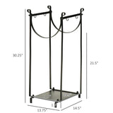 Firewood Rack with Fireplace Tools, Indoor Outdoor Firewood Holder, Flat Bottom with 2 Tiers for W2225142610