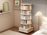 6 Tier Rotating Bookshelf, 360&deg Display Round Spinning Bookshelf with Wheels and Drawer, 85969050