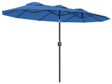 Outsunny 9.5' Double-sided Patio Umbrella with 3 Air Vents, Tilt and Crank, Outdoor Umbrella, Navy W2225P485595