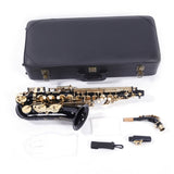 ZUN Be Brass Carving Pattern Pearl White Shell Button Saxophone with Strap Black 68095818