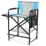 26" Tall Directors Chair with Footrest, 4Portable Bar Height Folding Camping Chair with Built-in Cup 93232589