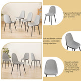 Dining Chairs Set of 4 modern kitchen dining chairs, linen padded seats, and sturdy black metal leg 14491893