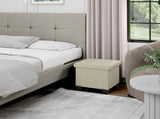 Ottoman with storage bench, 15-inch Foot Stool Storage Ottoman, Linen, White 18144921