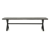 ZUN Outdoor Aluminum Dining Benches with Steel Frame, 2-Pcs Set, Grey / Black 61625.00BGRY