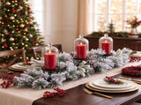 Christmas Flocked Centerpiece Candle Holder with 3 Candle Holders, Artificial Pine Needles & 6 Pine 36756860