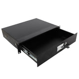 ZUN 19" 2U Steel Plate DJ Drawer Equipment Cabinet with Keys Black 19646401