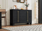 TREXM Sideboard Buffet Cabinet with Storage, Wood Sideboard with Adjustable Shelves and Gold Handles N715P232696B