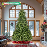 ZUN 9Ft Artificial Christmas Tree with 2576 PE&PVC Mixed Branch Tips, Unlit Hinged Premium Spruce Fake 09735417