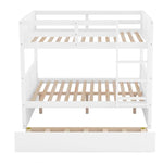 ZUN Full Over Full Bunk Bed with Twin Size Trundle, White 71645551