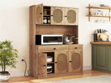 Natural Boho 6-Door Pantry Cabinet, PE Rattan Doors & Built-in Charging Station 36805951