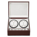 ZUN Brown Leather Watch Winder Storage Auto Display Case Box 4 6 Automatic Rotation 27700804