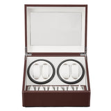 ZUN Brown Leather Watch Winder Storage Auto Display Case Box 4 6 Automatic Rotation 27700804