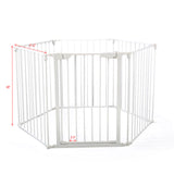 ZUN 6-Panel Metal Baby Playpen Fireplace Safety Fence w/ Walk-Through Door in 2 Directions, 5-in-1 Extra W2181P154903