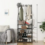 ZUN 5-Tier Shoe Rack Shoe Storage for Entryway,Narrow Shoe Rack,Coat and Shoe Rack with 8 Hooks 89388992