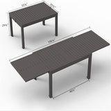 Large Extendable Patio Dining Table, Aluminum Metal Indoor Outdoor 53"- 106" Adjustable for 6-8 W1859111349