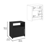 Nightstand, Single Door Cabinet, Metal Handle, One Shelf, Superior Top, Black B097120603