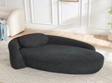 Modern Oval Single Lazy Sofa Chair with Integrated Backrest, Side Armrest and Pillow, Compact W487P456130