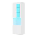 ON-TREND High Gloss Storage Cabinet with LED Lights, 67" Tall Pantry Cabinet with Acrylic Door, N721P192842K