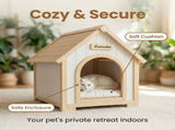 Modern Indoor Wooden Dog House with EVA Cushion Solid Cedar Pet House for Small Dogs & Cats W3799P381058