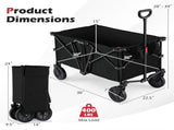 Black 400 lbs Heavy-Duty Collapsible Wagon Cart with All-Terrain Wheels, 180L Capacity Folding 40348987