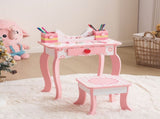 White MDF spray-painted 1-drawer 2-desktop storage box children's dressing table set with Apple 42044197