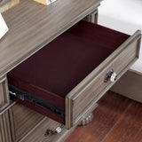 1pc Nightstand Only Traditional Gray Solid wood 3-Drawers Ball Bearing Metal Glides Antique Brass B01179795