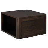 Square Coffee for Living Room in Dark Brown Farmhouse Coffee with Storage,2-Tier Center N735P242918D