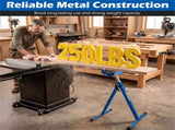 2-Pack Heavy Duty Metal Folding Roller Stand with Edge Guides Portable Woodworking Support - Blue 09128668