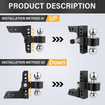 ZUN Adjustable Trailer Hitch- Drop Hitch/Tow Hitch with 2inch Receiver - 6" Drop/Rise with 2" and 77083233