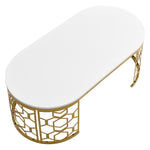 ZUN Modern Oval Coffee Table with Cut-Out Pattern Metal Stainless Steel Frame in 47.2" N735P192911K