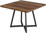 31.5" Square Dining Table for 2-4, Rustic Brown Industrial Kitchen Table with Black Metal Frame, B082P364493