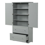 ZUN Wide Bathroom Storage Cabinet, Freestanding Storage Cabinet with Two Drawers and Adjustable Shelf, 93848651