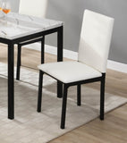 White Upholstered Side Chairs 4pc Set Black Metal Frame Casual Dining Room Furniture B011133384