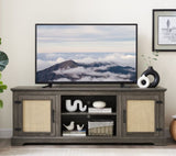 Farmhouse Rattan TV Stand Console Table for TVs up to 70 Inches, TV Console Table with 2 Storage W1758P178929