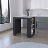Kitchen Island Doyle, Three Side Shelves, Black / Ibiza Marble Color Finish B092123133