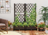 Set of 2 Rustic Style Trellis Planter, Raised Garden Bed Indoor Outdoor Planting Box for Vegetables 60644550