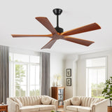 60 Inch Ceiling Fans and Remote, Wood Indoor Outdoor Ceiling Fan with Light for Patios Living Room W2878P333280
