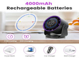 Portable USB Table Fan 100 Speed Settings Real-Time LCD Display Battery Indicator, 120 Degree 31502836